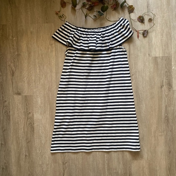 Kate Spade Broome Street Ruffle Off The Shoulder Striped Shift Dress EUC S - Picture 4 of 7